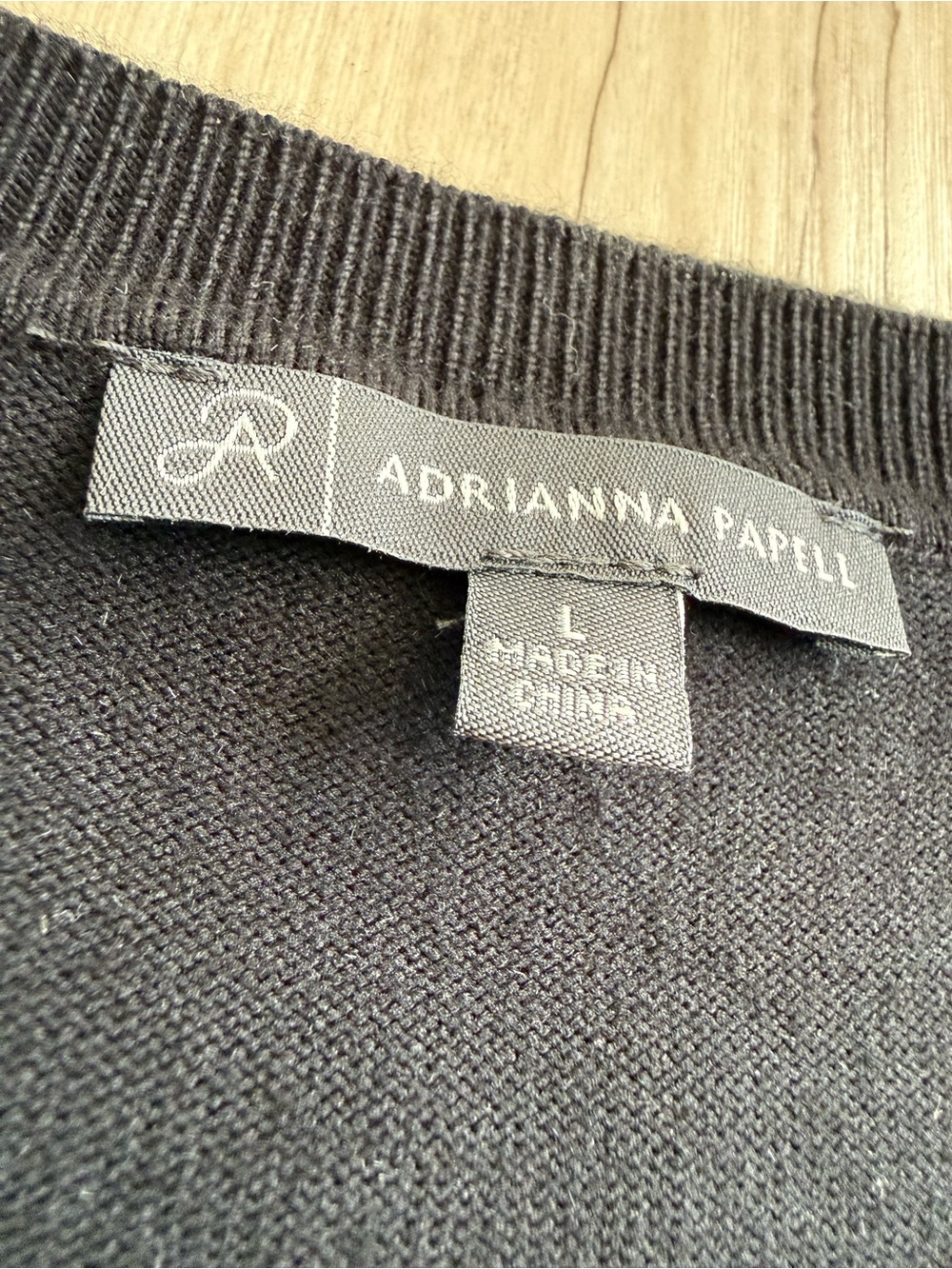Adrianna Papell Black Puff Sleeve Knit Top Blouse Size L - Picture 4 of 5